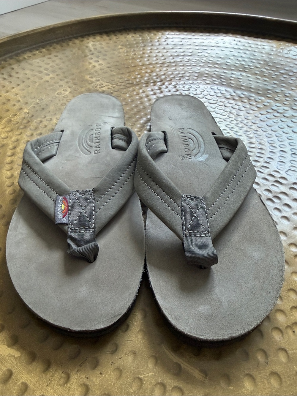 Rainbow Sandals Grey Suede Flip Flops